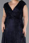Abendkleid in Übergröße Lang Marineblau ABU5836