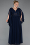 Marineblau Abendgarderobe İn Großen Größen Chiffon Lang ABU4638