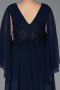 Marineblau Abendgarderobe İn Großen Größen Chiffon Lang ABU4638