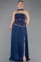 Abendkleid in Übergröße Lang Chiffon Marineblau ABU5793