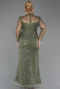Abendkleid in Übergröße Lang Perlenbesetzt Khaki ABU5643