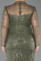 Abendkleid in Übergröße Lang Perlenbesetzt Khaki ABU5643