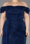 Abendgarderobe in Großen Größen Lang Spitze Marineblau ABU5729