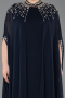 Abendkleid in Übergröße Lang Chiffon Marineblau ABU5845