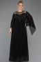 Kleider in Großen Größen Lang Chiffon Schwarz ABU5854