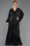 Kleider in Großen Größen Lang Schuppig Schwarz ABU5857
