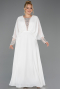 Kleider in Großen Größen Lang Chiffon Weiß ABU5860