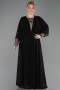 Kleider in Großen Größen Lang Chiffon Schwarz ABU5860