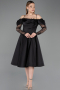 Partykleid Midi Satin Schwarz ABK2552