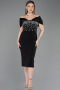 Abendkleid Midi Schwarz ABK2555