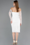 Partykleid Midi Spitze Weiß ABK2558