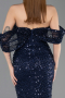 Abendkleid Lang Schuppig Marineblau ABU5886