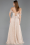 Standesamtkleid Lang Spitze Beige ABU5867