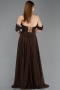 Standesamtkleid Lang Spitze Braun ABU5867
