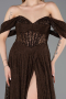 Standesamtkleid Lang Spitze Braun ABU5867
