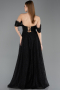 Standesamtkleid Lang Spitze Schwarz ABU5867