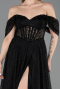 Standesamtkleid Lang Spitze Schwarz ABU5867