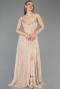 Standesamtkleid Lang Spitze Beige ABU5887