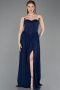 Standesamtkleid Lang Spitze Marineblau ABU5887