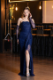 Marineblau Standesamtkleid Spitze Lang ABU5603