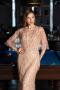 Abendkleid Lang Perlenbesetzt Gold ABU5798