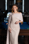 Standesamtkleid Lang Perlenbesetzt Beige ABU5816