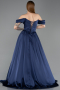 Abendbekleidung Lang Satin Marineblau ABU5891