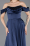 Abendbekleidung Lang Satin Marineblau ABU5891