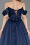 Abendbekleidung Lang Satin Marineblau ABU5891