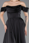 Abendbekleidung Lang Satin Schwarz ABU5891