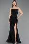 Abendkleid Lang Spitze Schwarz ABU5892