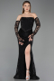 Abendkleid Lang Spitze Schwarz ABU5892