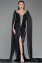 Abendkleid Lang Chiffon Schwarz ABU5868