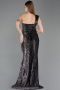 Abendkleid Lang Schuppig Schwarz ABU5894