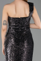 Abendkleid Lang Schuppig Schwarz ABU5894