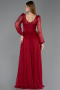 Weinrot Standesamtkleid Spitze Lang ABU5797