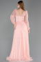 Lachs Standesamtkleid Spitze Lang ABU5797