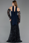 Abendkleid im Meerjungfrau-Stil Lang Schuppig Marineblau ABU5896
