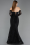 Abendkleid Lang Spitze Schwarz ABU5892