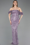Abendkleid Lang Schuppig Lila ABU5886