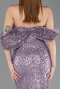 Abendkleid Lang Schuppig Lila ABU5886