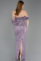 Abendkleid Lang Schuppig Lila ABU5886