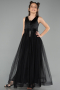 Schwarz Abendkleid Für Kinder Lang ABU2447