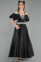 Abendkleid für Kinder Lang Satin Schwarz ABU5901