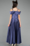 Abendkleid für Kinder Lang Satin Marineblau ABU5902