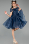 Abendkleid für Kinder Kurz Marineblau ABK2566