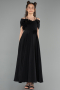 Abendkleid für Kinder Lang Satin Schwarz ABU5910
