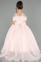 Brautkleid für Kinder Lang Satin Lachs ABG173