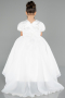 Brautkleid für Kinder Lang Satin Weiß ABG174