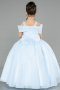 Brautkleid für Kinder Lang Satin Eisblau ABG175